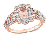 4/5 Carat (ctw) Morganite Ring in 10K Rose Gold with Diamonds